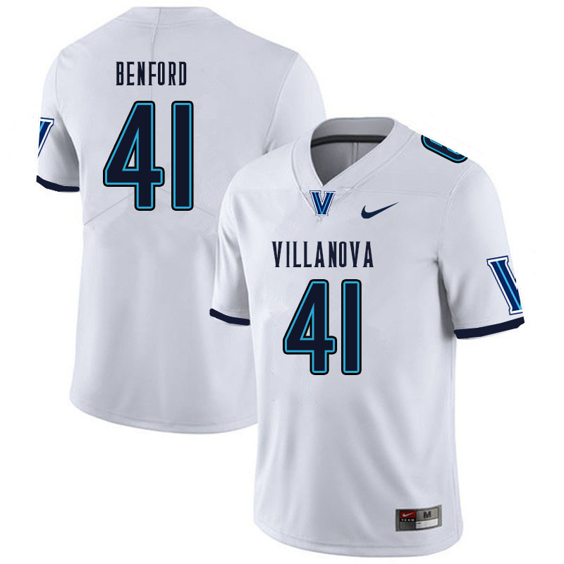 Men #41 Christian Benford Villanova Wildcats College Football Jerseys Sale-White - Click Image to Close